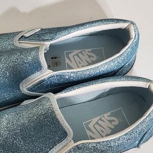 Vans Kids Sparkly Blue Slip-On Sneakers